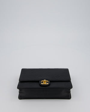 Chanel Black COCO Embossed Flap Bag in Lambskin Leather with Gold Hardware