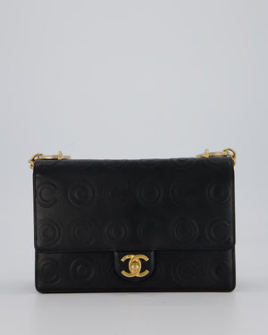 Chanel Black COCO Embossed Flap Bag in Lambskin Leather with Gold Hardware