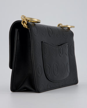 Chanel Black COCO Embossed Flap Bag in Lambskin Leather with Gold Hardware
