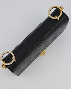 Chanel Black COCO Embossed Flap Bag in Lambskin Leather with Gold Hardware
