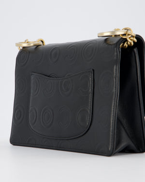 Chanel Black COCO Embossed Flap Bag in Lambskin Leather with Gold Hardware