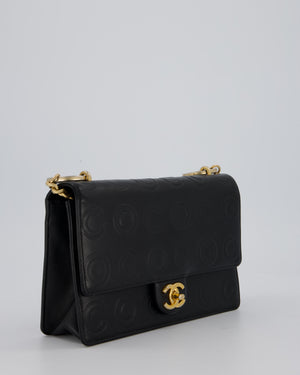 Chanel Black COCO Embossed Flap Bag in Lambskin Leather with Gold Hardware