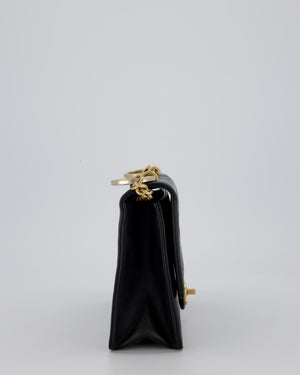 Chanel Black COCO Embossed Flap Bag in Lambskin Leather with Gold Hardware