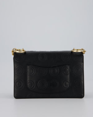 Chanel Black COCO Embossed Flap Bag in Lambskin Leather with Gold Hardware