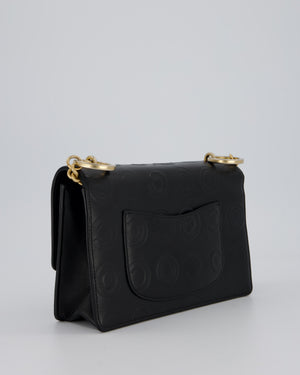 Chanel Black COCO Embossed Flap Bag in Lambskin Leather with Gold Hardware