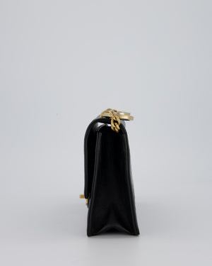 Chanel Black COCO Embossed Flap Bag in Lambskin Leather with Gold Hardware
