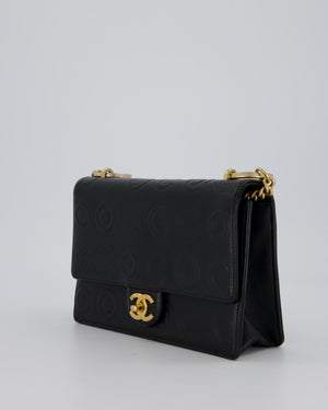 Chanel Black COCO Embossed Flap Bag in Lambskin Leather with Gold Hardware