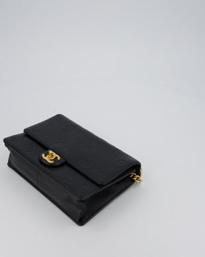 Chanel Black COCO Embossed Flap Bag in Lambskin Leather with Gold Hardware