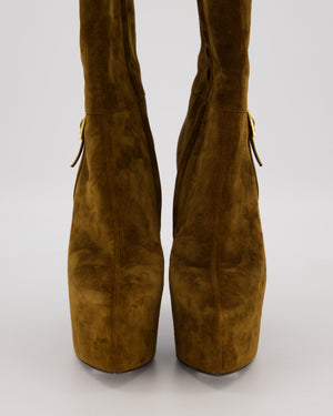 Saint Laurent Brown Suede Nico Platform Heel Size EU 37