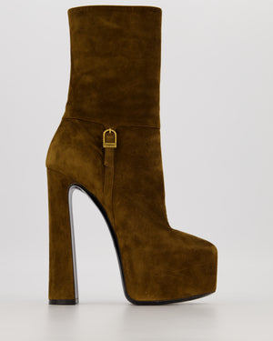 Saint Laurent Brown Suede Nico Platform Heel Size EU 37