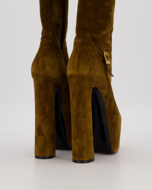 Saint Laurent Brown Suede Nico Platform Heel Size EU 37