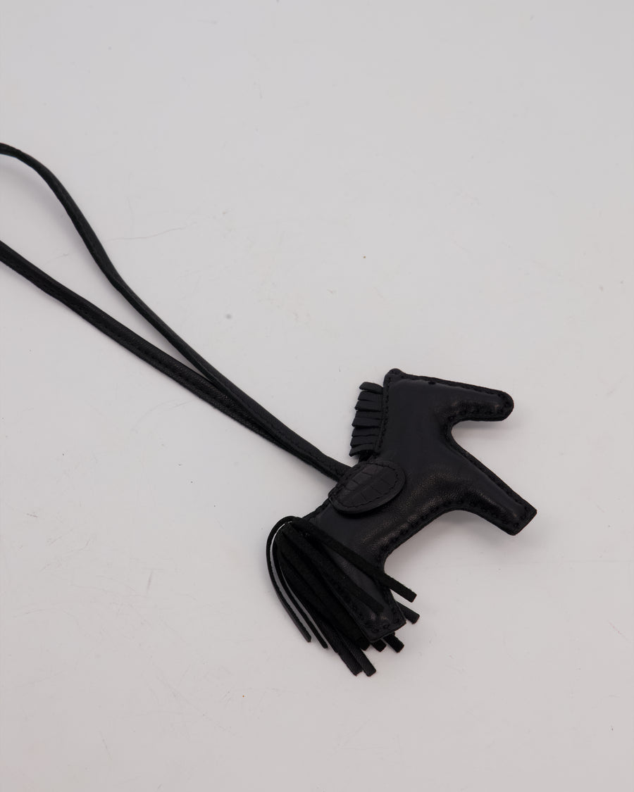 Hermès Rodeo PM Touch Bag Charm in Noir Swift and Alligator