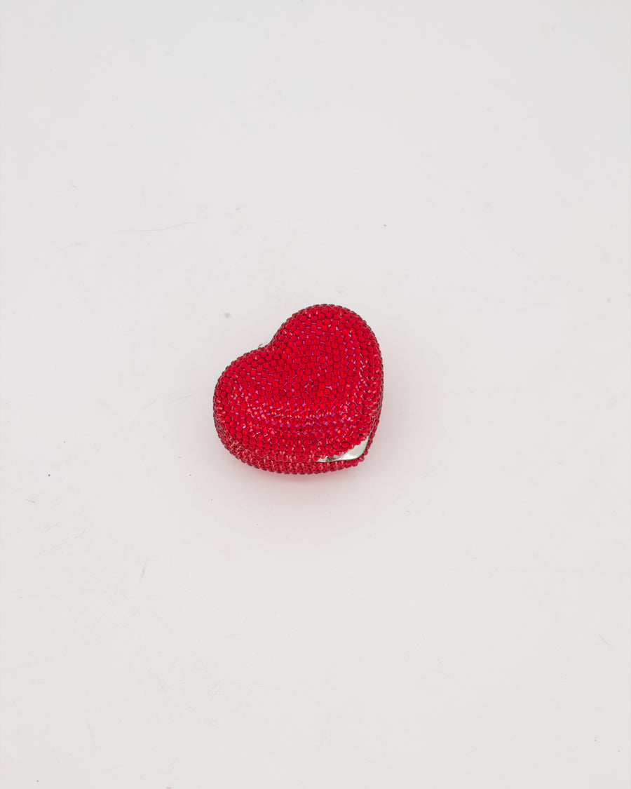 Judith Leiber Red Mini Heart Diamante Pill Box