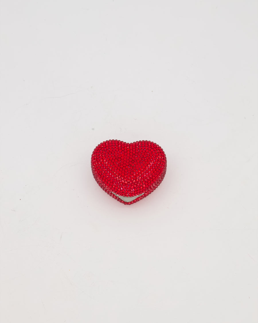 Judith Leiber Red Mini Heart Diamante Pill Box