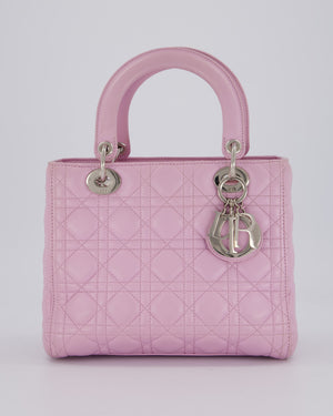 Christian Dior Medium Lady Dior Bag in Lilac Cannage Lambskin Leather with Silver Hardware