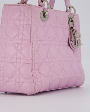 Christian Dior Medium Lady Dior Bag in Lilac Cannage Lambskin Leather with Silver Hardware