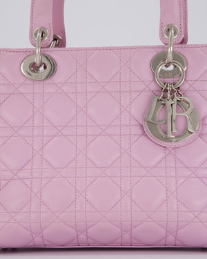 Christian Dior Medium Lady Dior Bag in Lilac Cannage Lambskin Leather with Silver Hardware