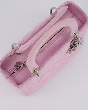 Christian Dior Medium Lady Dior Bag in Lilac Cannage Lambskin Leather with Silver Hardware