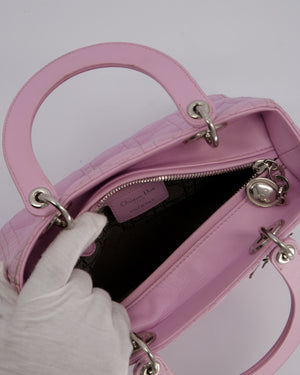 Christian Dior Medium Lady Dior Bag in Lilac Cannage Lambskin Leather with Silver Hardware