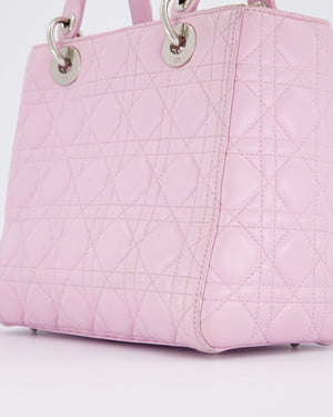 Christian Dior Medium Lady Dior Bag in Lilac Cannage Lambskin Leather with Silver Hardware