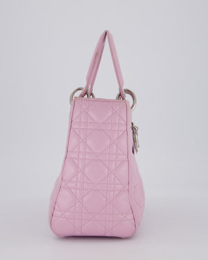 Christian Dior Medium Lady Dior Bag in Lilac Cannage Lambskin Leather with Silver Hardware