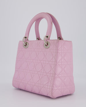 Christian Dior Medium Lady Dior Bag in Lilac Cannage Lambskin Leather with Silver Hardware