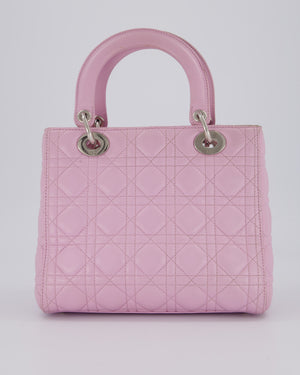 Christian Dior Medium Lady Dior Bag in Lilac Cannage Lambskin Leather with Silver Hardware
