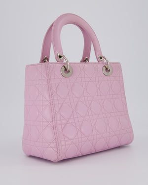 Christian Dior Medium Lady Dior Bag in Lilac Cannage Lambskin Leather with Silver Hardware