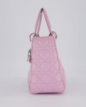 Christian Dior Medium Lady Dior Bag in Lilac Cannage Lambskin Leather with Silver Hardware