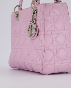 Christian Dior Medium Lady Dior Bag in Lilac Cannage Lambskin Leather with Silver Hardware