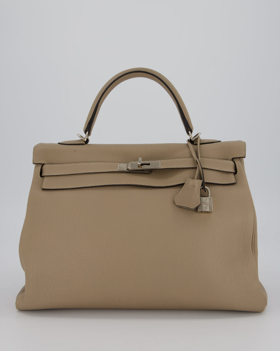 Hermès Kelly 35 Retourne Bag in Gris Tourterelle Togo Leather with Palladium Hardware