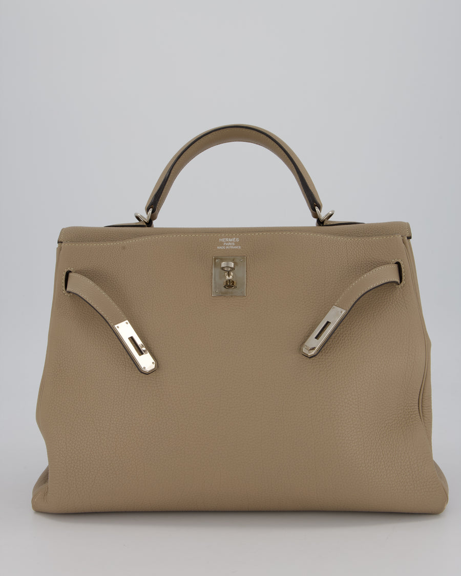 Hermès Kelly 35 Retourne Bag in Gris Tourterelle Togo Leather with Palladium Hardware