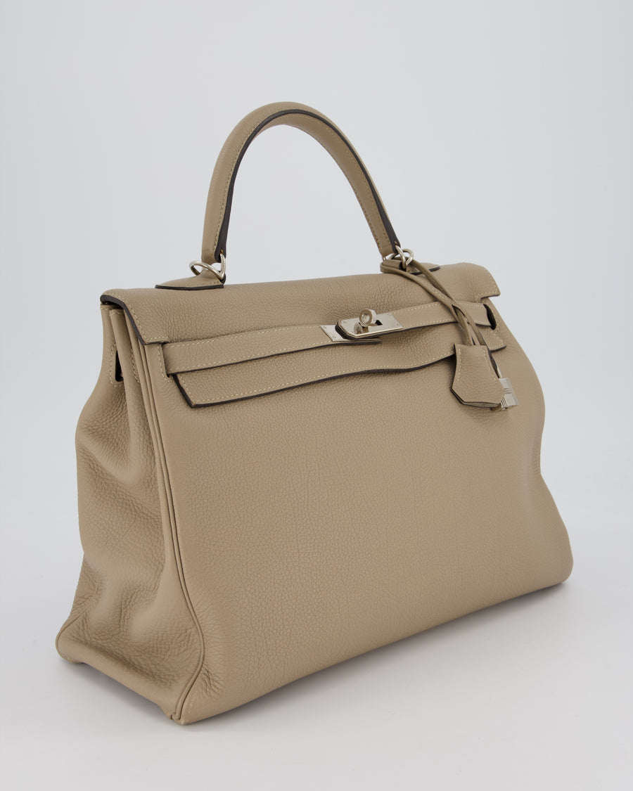 Hermès Kelly 35 Retourne Bag in Gris Tourterelle Togo Leather with Palladium Hardware