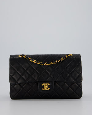 *AMAZING CONDITION* Chanel Vintage Black Medium Classic Double Flap Bag in Lambskin Leather with 24K Gold Hardware