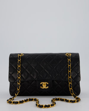 *AMAZING CONDITION* Chanel Vintage Black Medium Classic Double Flap Bag in Lambskin Leather with 24K Gold Hardware