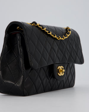 *AMAZING CONDITION* Chanel Vintage Black Medium Classic Double Flap Bag in Lambskin Leather with 24K Gold Hardware