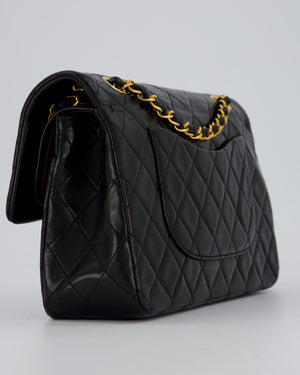 *AMAZING CONDITION* Chanel Vintage Black Medium Classic Double Flap Bag in Lambskin Leather with 24K Gold Hardware