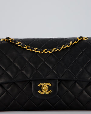 *AMAZING CONDITION* Chanel Vintage Black Medium Classic Double Flap Bag in Lambskin Leather with 24K Gold Hardware