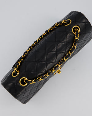 *AMAZING CONDITION* Chanel Vintage Black Medium Classic Double Flap Bag in Lambskin Leather with 24K Gold Hardware
