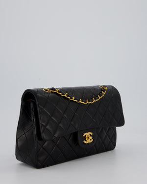 *AMAZING CONDITION* Chanel Vintage Black Medium Classic Double Flap Bag in Lambskin Leather with 24K Gold Hardware