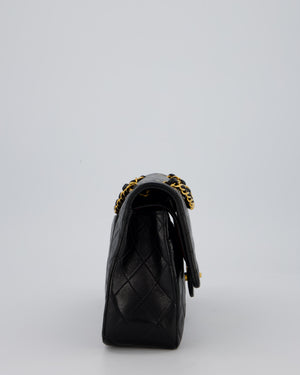 *AMAZING CONDITION* Chanel Vintage Black Medium Classic Double Flap Bag in Lambskin Leather with 24K Gold Hardware