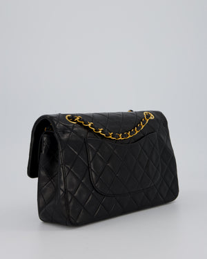 *AMAZING CONDITION* Chanel Vintage Black Medium Classic Double Flap Bag in Lambskin Leather with 24K Gold Hardware