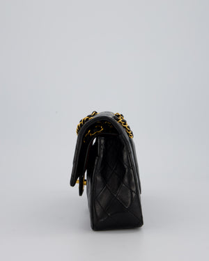 *AMAZING CONDITION* Chanel Vintage Black Medium Classic Double Flap Bag in Lambskin Leather with 24K Gold Hardware