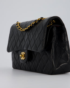 *AMAZING CONDITION* Chanel Vintage Black Medium Classic Double Flap Bag in Lambskin Leather with 24K Gold Hardware