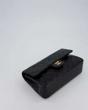 *AMAZING CONDITION* Chanel Vintage Black Medium Classic Double Flap Bag in Lambskin Leather with 24K Gold Hardware