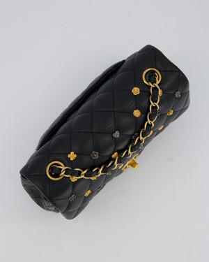 *RARE* Chanel Black Mini Rectangular Single Flap Bag with Charms in Lambskin Leather with Gold Hardware