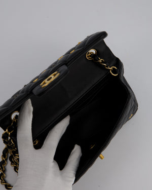 *RARE* Chanel Black Mini Rectangular Single Flap Bag with Charms in Lambskin Leather with Gold Hardware