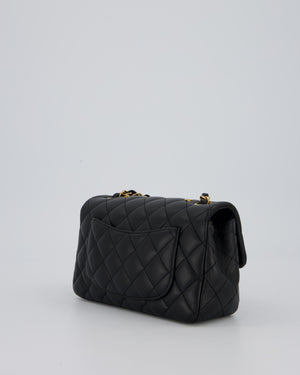 *RARE* Chanel Black Mini Rectangular Single Flap Bag with Charms in Lambskin Leather with Gold Hardware