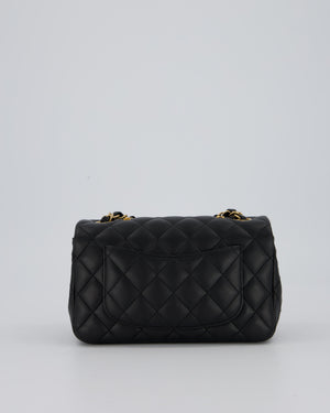 *RARE* Chanel Black Mini Rectangular Single Flap Bag with Charms in Lambskin Leather with Gold Hardware