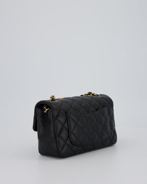 *RARE* Chanel Black Mini Rectangular Single Flap Bag with Charms in Lambskin Leather with Gold Hardware